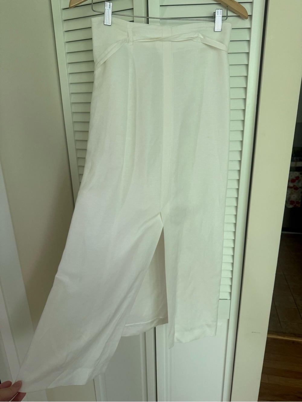 Massimo Dutti Ivory Asymmetrical Midi Skirt
